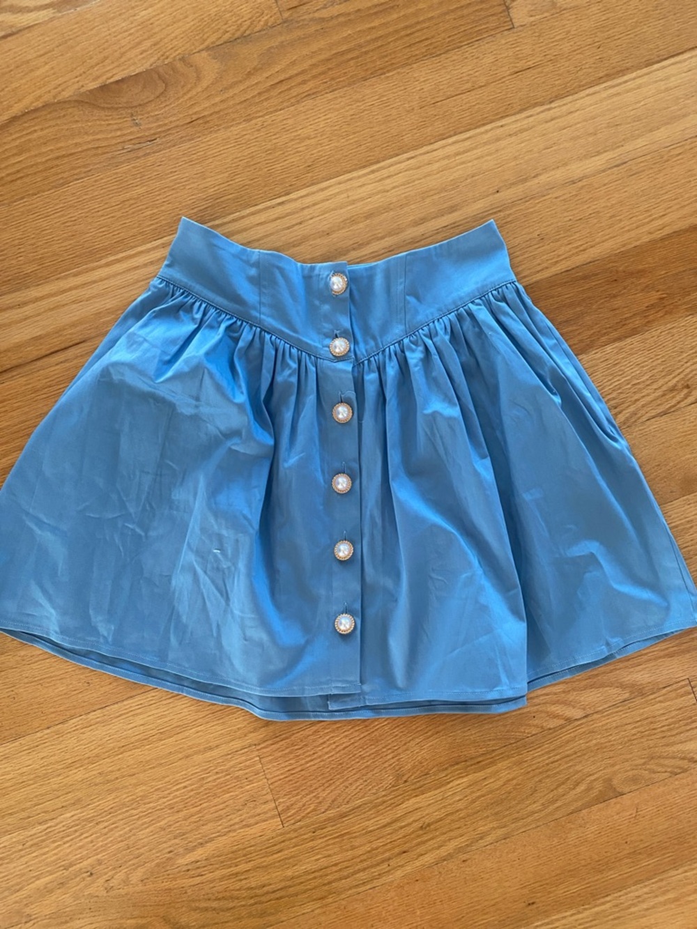 Anthropologie Sky Blue Button-Front Circle Skirt